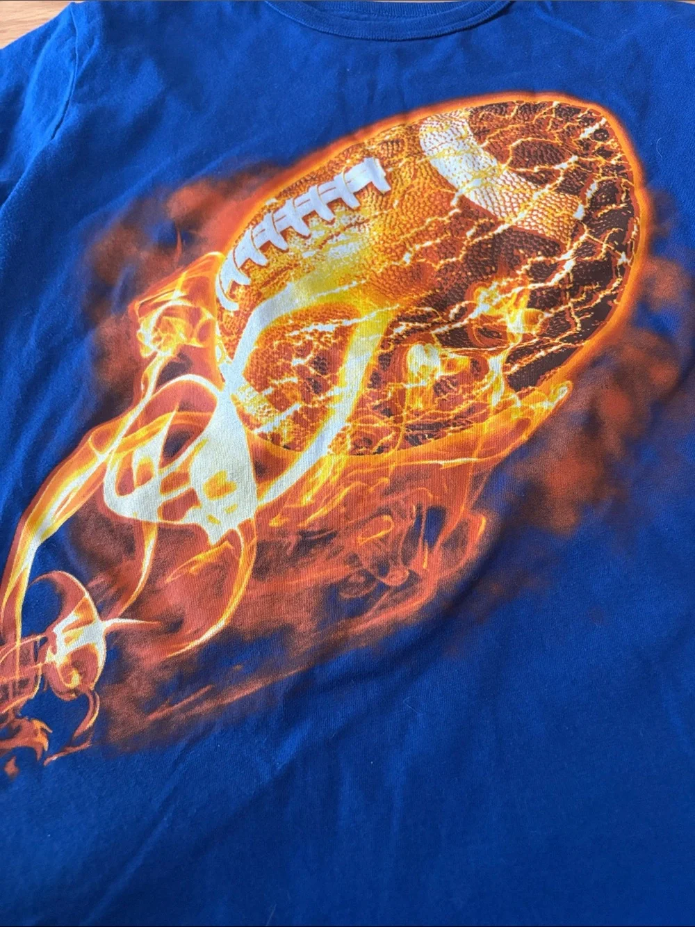 The Children's Place Royal Blue Tee with Flaming Football Graphic